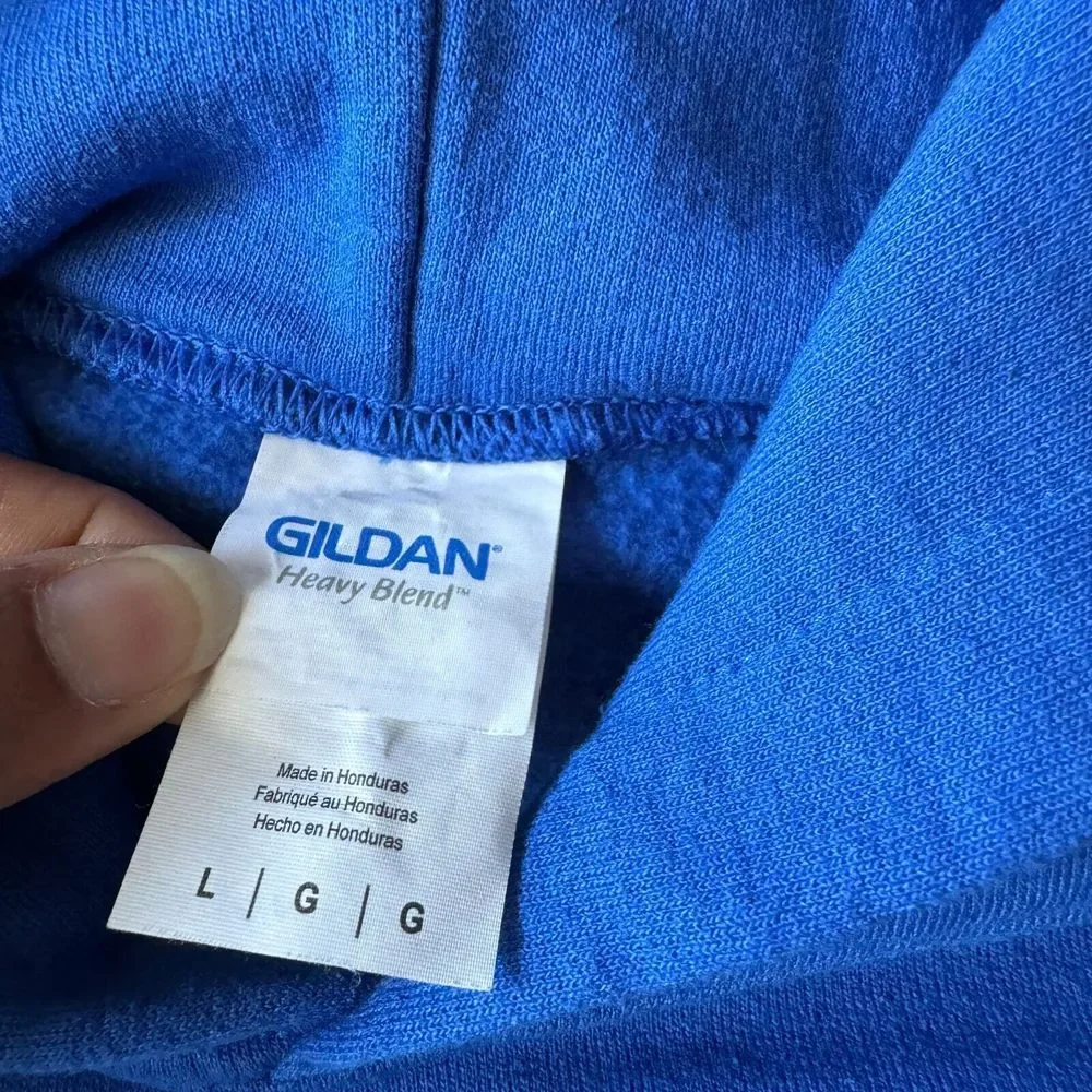 NEW Gildan Sweater Mens Large Blue‎ Hoodie Sweatshirt Howell Are Viking Strong - Picture 4 of 10